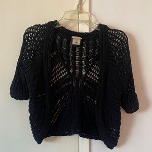 GUC Vintage Old Navy - black cropped short sleeved  crochet cardigan - XS